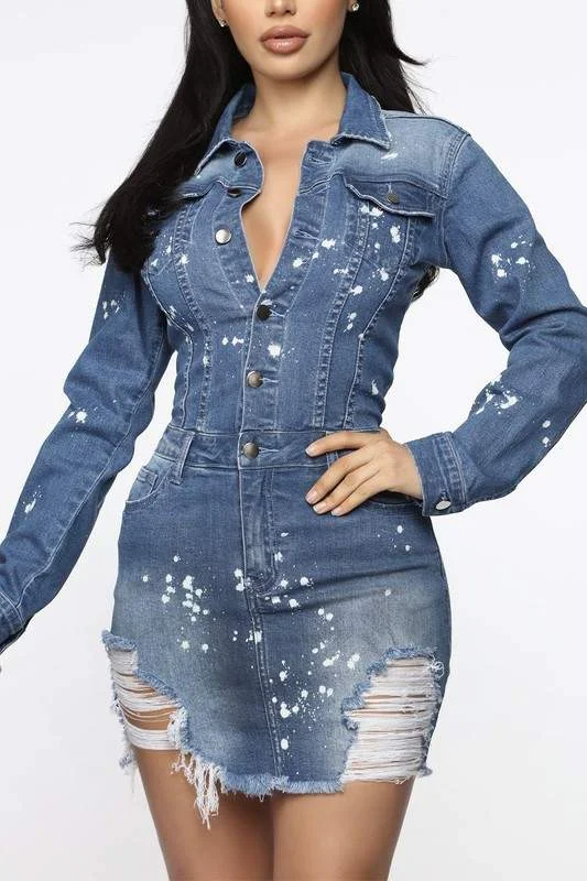 STRETCH DENIM SHORT DRESS