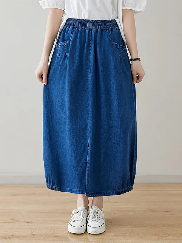 Women Summer Casual Solid Denim Skirt II1048