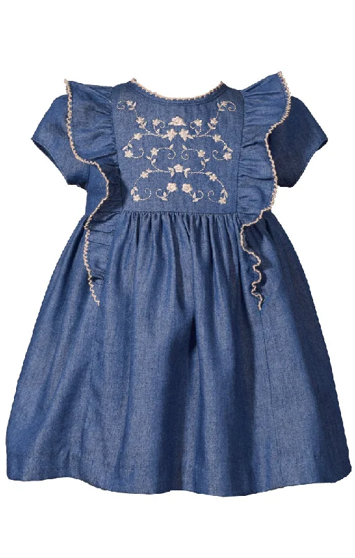 Embroidered Denim Dress by Bonnie Jean