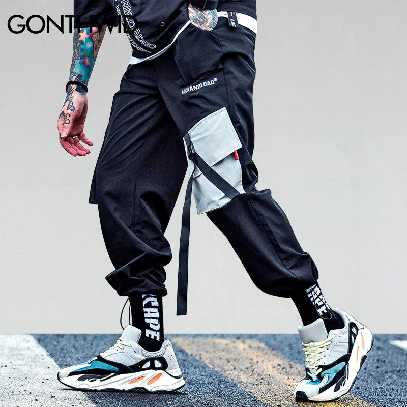 GONTHWID 2023 Pockets Cargo Harem Pants Mens Casual Joggers Baggy Tactical Trousers Harajuku Streetwear Hip Hop Swag