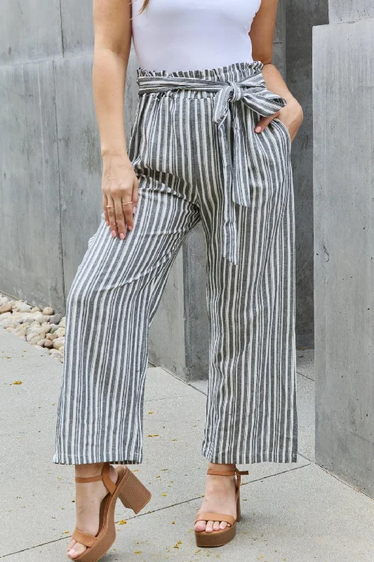 Heimish Find Your Path Paperbag Waist Striped Culotte Pants