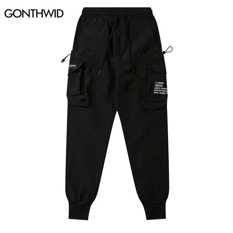 Hip Hop Cargo Harem Pants Streetwear Hip Hop Side Pockets Baggy Joggers Pants Mens Autumn Harajuku Casual Loose Trousers