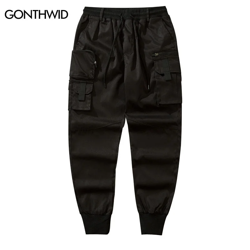 Men Cargo Harem Pants Y2K Hip Hop Side Multi-Pockets Casual Joggers Pants Streetwear 2023 Harajuku Loose Baggy Trousers