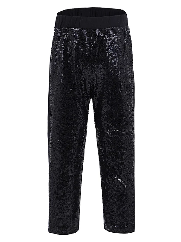 Girls Black Sequin Sports Casual Legging Pants 9M-8