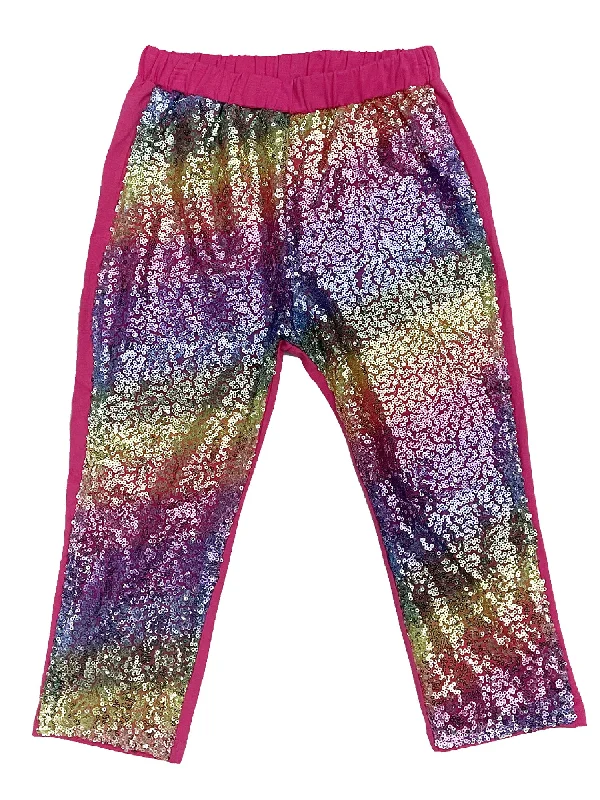 Girls Multi Color Rainbow Sequin Casual Legging Pants 9M-8