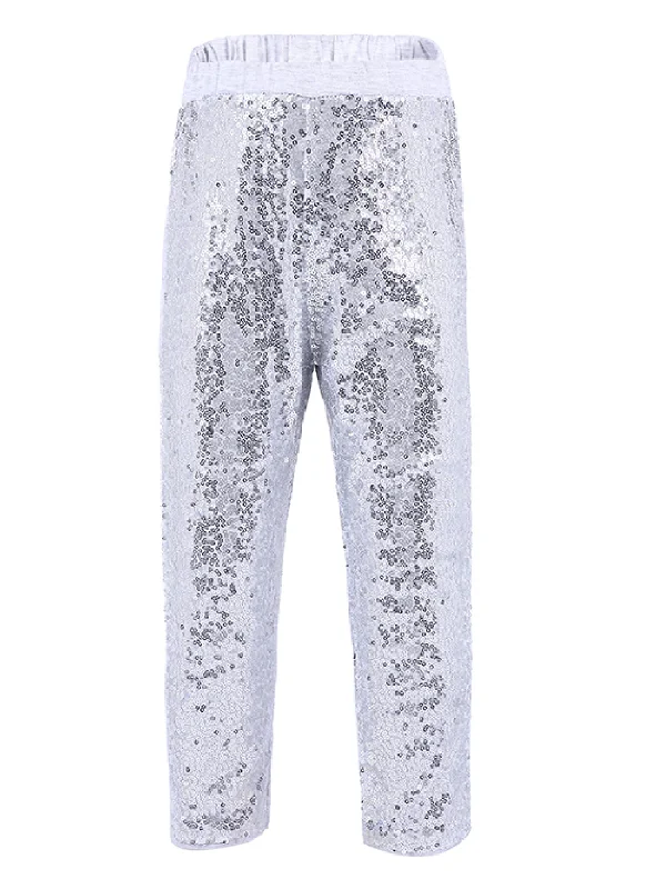 Girls Silver Sequin Sports Casual Legging Pants 9M-8