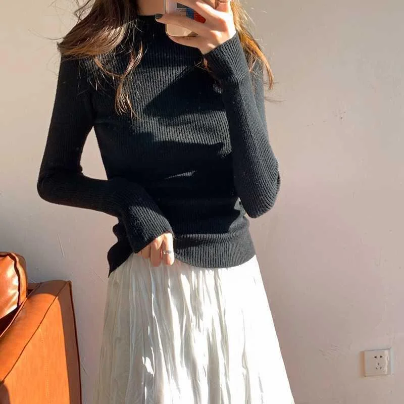 black bottoming sweater