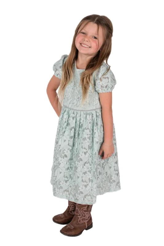 Little Girl's Sage Green Lace Dress