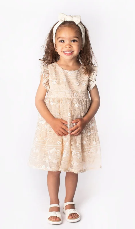 Popatu Baby Girl's Ivory Lace Dress