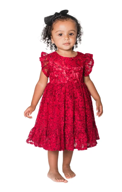 Baby Girl's Burgundy Lace Dress