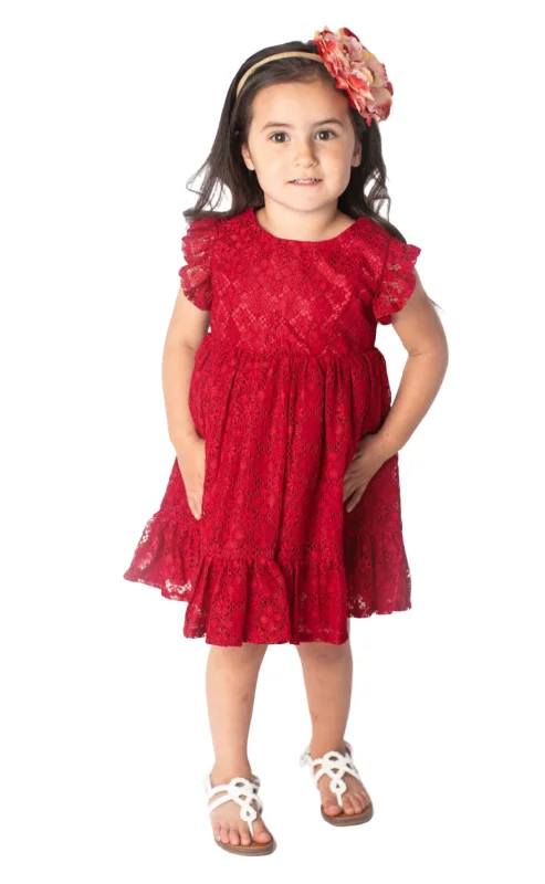 Baby Girls & Little Girls Burgundy Lace Dress