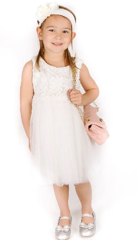 Popatu Little Girls White Lace Dress