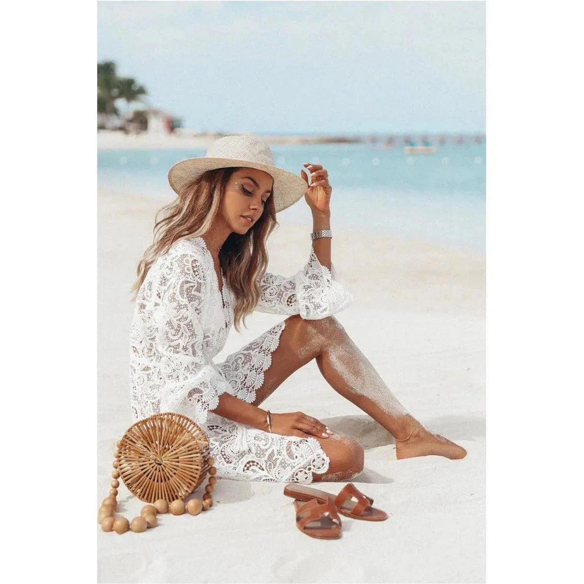 The Jolene Lace Hollow-Out Beach Dress