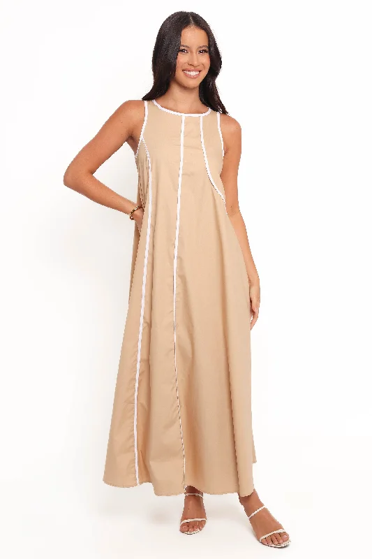 Peppa Maxi Dress - Beige/White