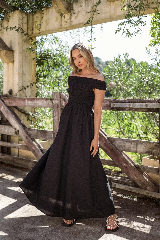 Tessa Off Shoulder Maxi Dress - Black