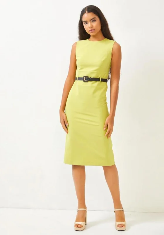 Setre Belted Midi Pencil Dress, Lime Green