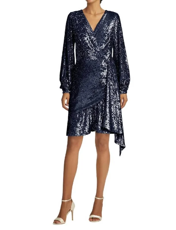 Delaney Sequin Dress In Midnight