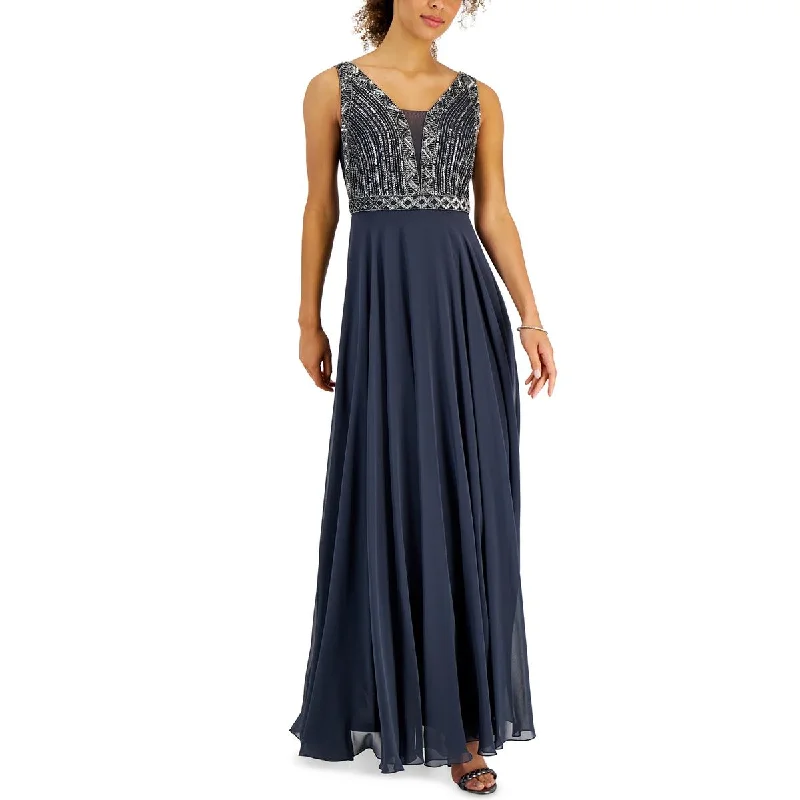 Womens Chiffon Sequined Evening Dress