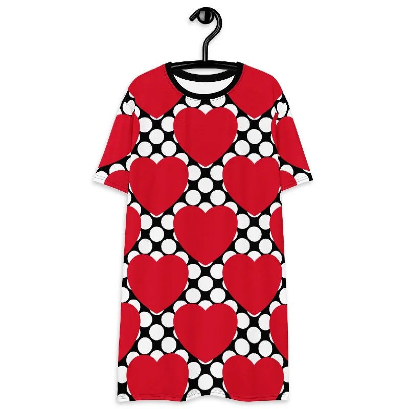 ELLIE LOVE DOT red black - T-shirt dress